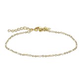 Twice As Nice Armband in goudkleurig edelstaal, kleine witte email bolletjes  16 cm+3 cm