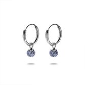 Twice As Nice Oorbellen in zilver, oorring, blauw kristallen bolletje  1,1 cm