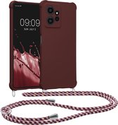 kwmobile telefoonhoesjegeschikt voor Xiaomi Redmi Note 12 (4G) - Hoesje van siliconen met telefoonkoord - In bordeaux-violet