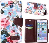 Jeans bloemetjes iPhone 6 Plus portemonnee cover