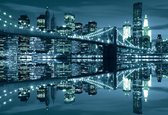 Fotobehang New York  Skyline Brooklyn Bridge | XL - 208cm x 146cm | 130g/m2 Vlies