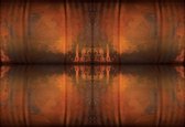 Fotobehang Abstract Art Orange Brown | XXXL - 416cm x 254cm | 130g/m2 Vlies