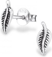 Aramat jewels ® - 925 sterling zilveren oorbellen blaadje 9mm