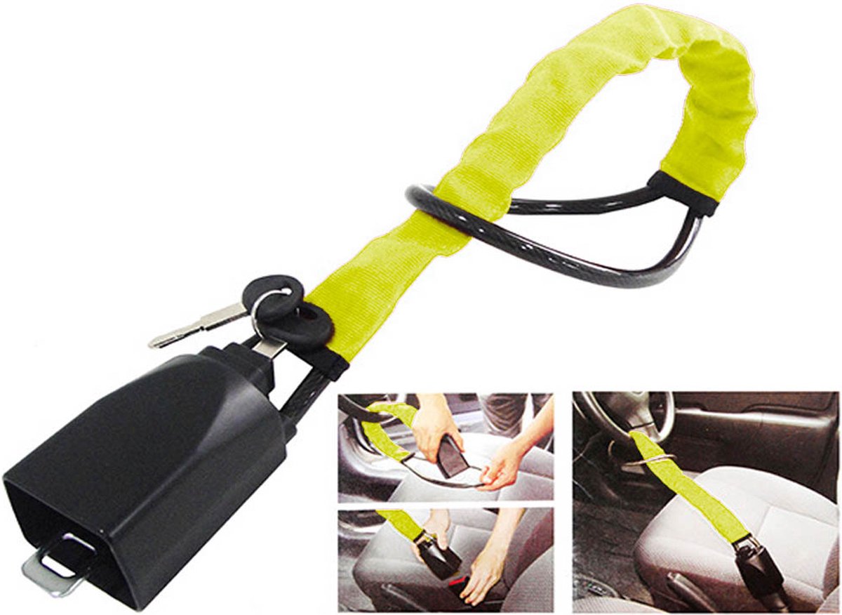 VCTparts® Stuurklem Slot Stuurwiel Hangslot Geel - Anti Diefstal Vergrendeling