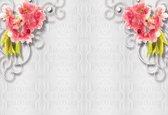 Fotobehang Pink Blossom Flower Pattern | XXL - 312cm x 219cm | 130g/m2 Vlies