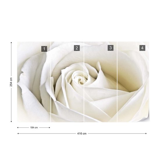Papier peint Fleurs Rose Blanc Nature | XXXL - 416 cm x 254 cm | Polaire 130g / m2