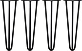 4 x Tafelpoten staal - Lengte: 40.6cm - 3 pin - 12mm - Zwart - SkiSki Legs ™ - pinpoten Retro hairpin