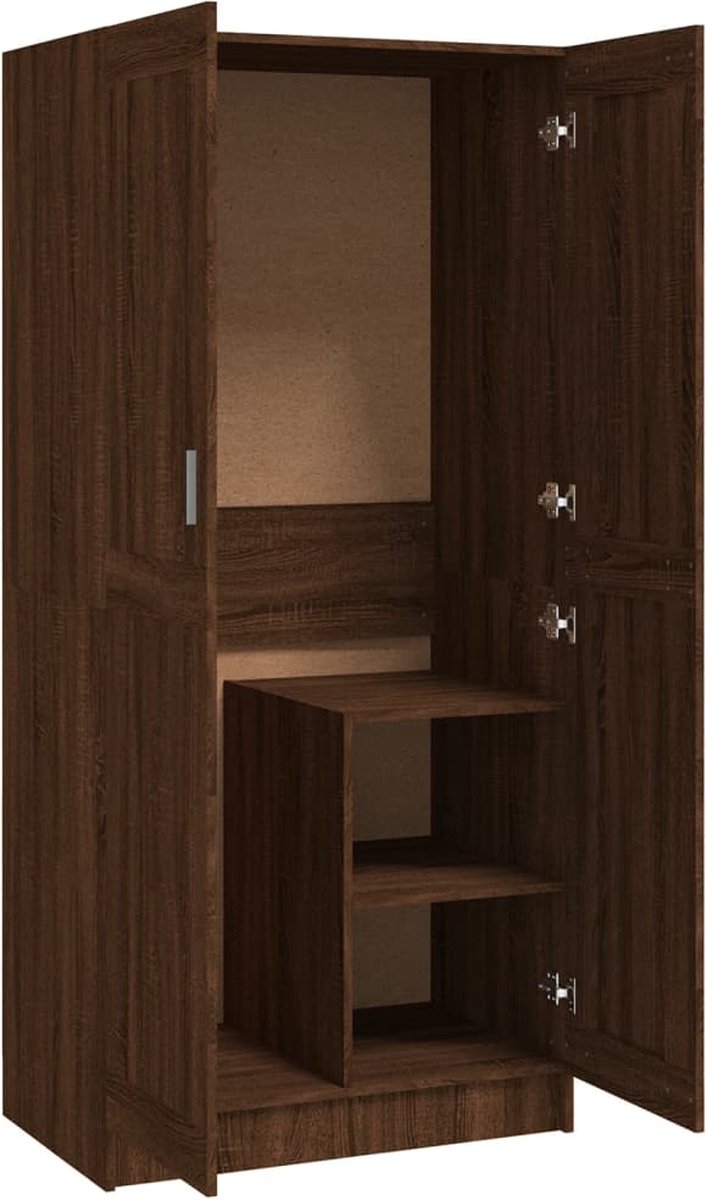 vidaXL Kledingkast 80x52x180 cm bewerkt hout grijs sonoma eikenkleurig, garderobekast, slaapkamer bergruimte, klerenkast, slaapkamerkast, linnenkast