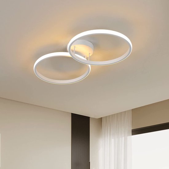 Plafonnier LED Moderne 36W, Plafonnier Design Créatif à Double Anneau,  Plafonnier en... | bol