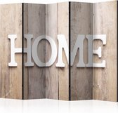 Vouwscherm -  Home op houten planken 225x172cm  , gemonteerd geleverd, dubbelzijdig geprint (kamerscherm)