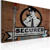 Schilderij - Banksy - Secured, 40x60cm , wanddecoratie , premium print op canvas