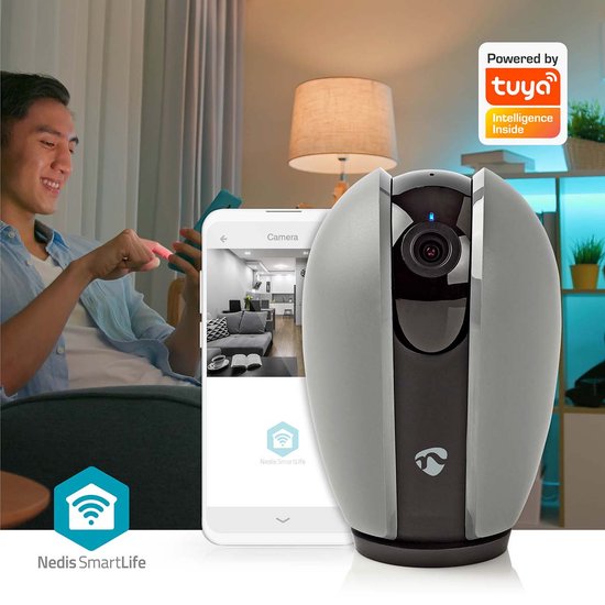 Nedis SmartLife Camera voor Binnen - Full HD 1080p - Pan tilt - Cloud Opslag (optioneel) / microSD (niet inbegrepen) - Nachtzicht - Donkergrijs / Wit — afbeelding 5