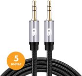 Drivv. AUX Kabel 3.5 mm - Audio Kabel - Gold Plated - Male to Male - Zilver - 5 meter