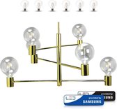 Luster hanglamp met 6 x A++ - G95 filament LED lampen met Samsung chip van 806 lumen = 60W in  warm wit 2700K