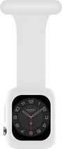 Strap-it Geschikt voor Apple Watch verpleegkundige band met Case - Maat: 42 - 44 - 45mm - wit