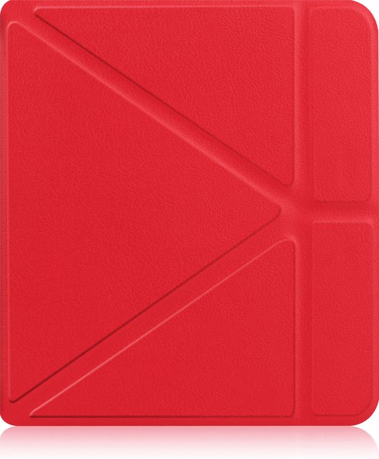 Hoes Geschikt voor Kobo Libra 2 Hoesje Bookcase Cover Book Case Hoes Sleepcover Trifold - Rood van Case2go — afbeelding 3