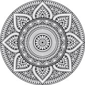Vloerkleed vinyl rond - Mandala zwart/wit
