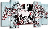 Peinture sur toile Popart | Noir, rouge, blanc | 120x65 5 Liège