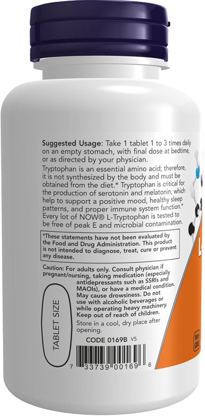 NOW Foods - Voedingssupplementen L Tryptofaan 1000 mg (60 tabletten) - Now Foods