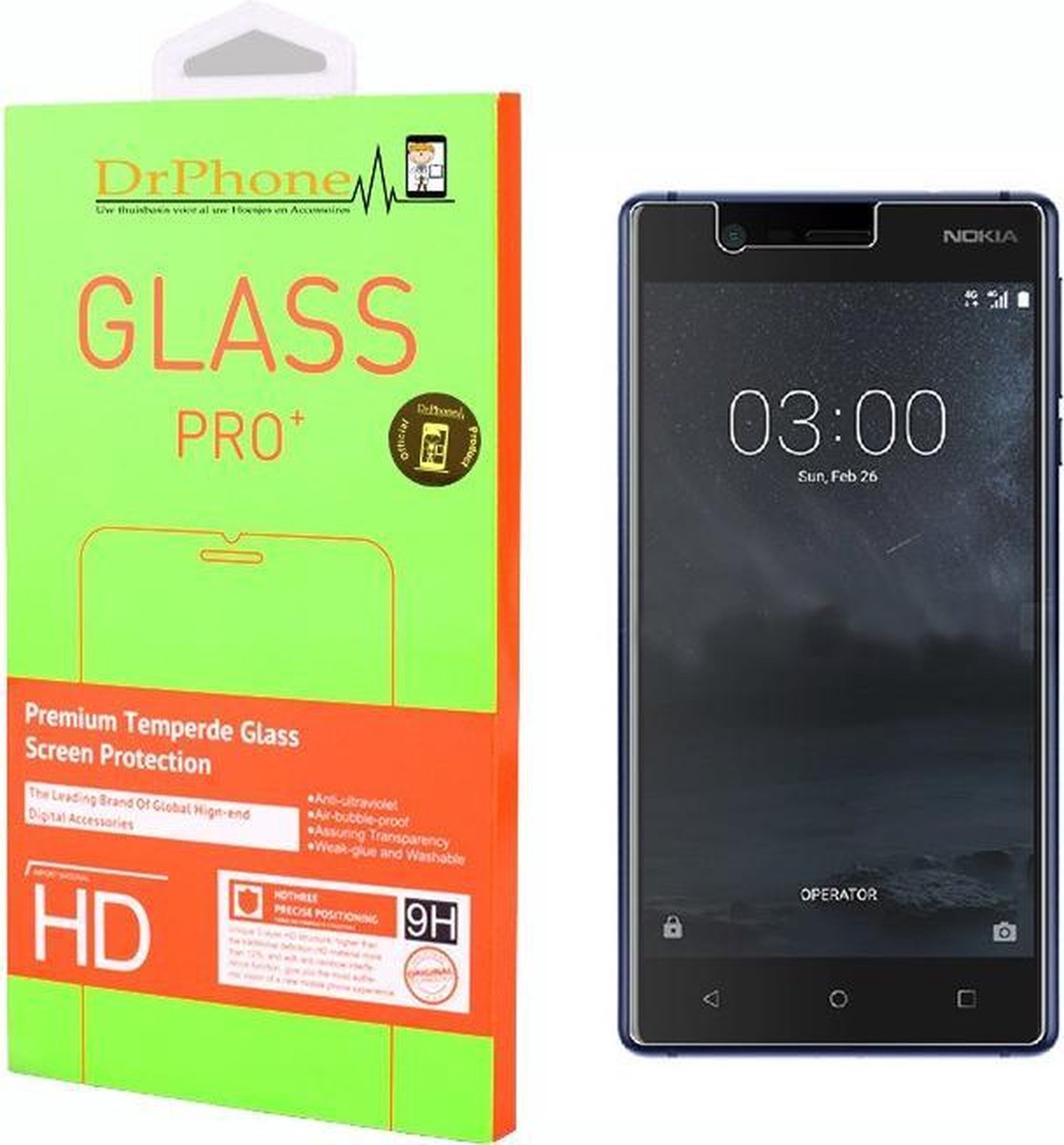DrPhone Nokia 5 Glas - Glazen Screen protector - Tempered Glass 2.5D 9H (0.26mm)