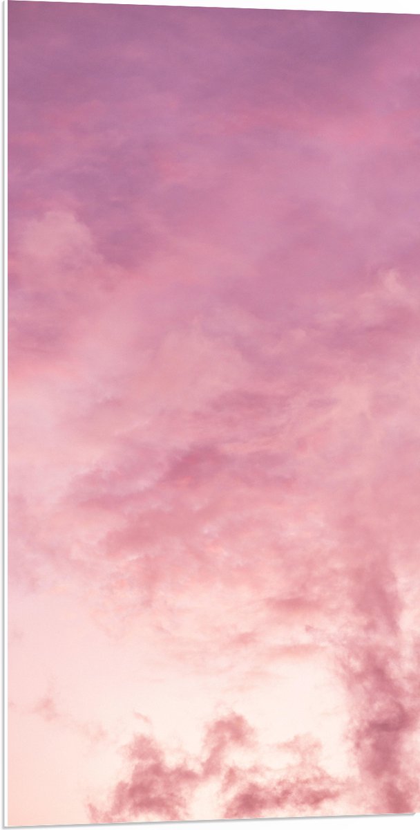 PVC Schuimplaat- Zachtroze Lucht met Sluierbewolking - 50x100 cm Foto op PVC Schuimplaat