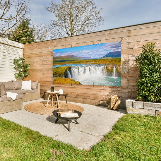 Affiche jardin - Cascade - Water - Nature - 160x80 cm - Toile jardin - Affiche clôture - Affiche jardin cascade