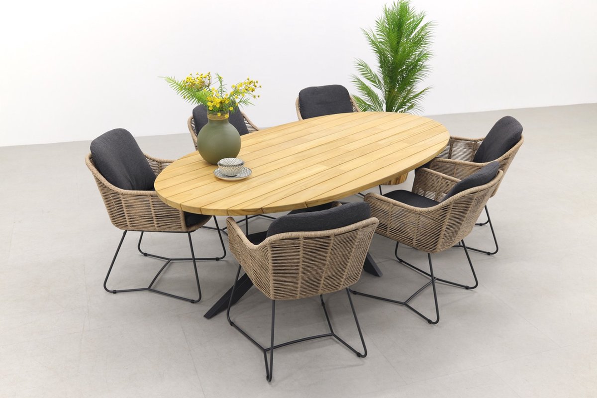 Taste Belmond naturel/Prado Ellips 240x115 cm. tuinset - 7-delig Taste Belmond naturel/Prado Ellips 240x115 cm. tuinset - 7-delig - Afbeelding 1