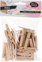 Wasknijpers mini - 40x stuks - dennenhout - 4,5 cm - hobby - knutselen
