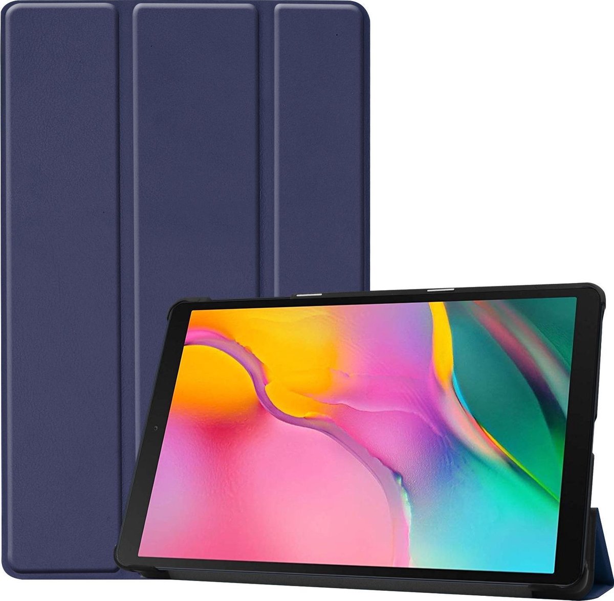 Tablet Hoes geschikt voor Samsung Galaxy Tab A 10.1 (2019) - Tri-Fold Book Case - Donker Blauw - Case2go