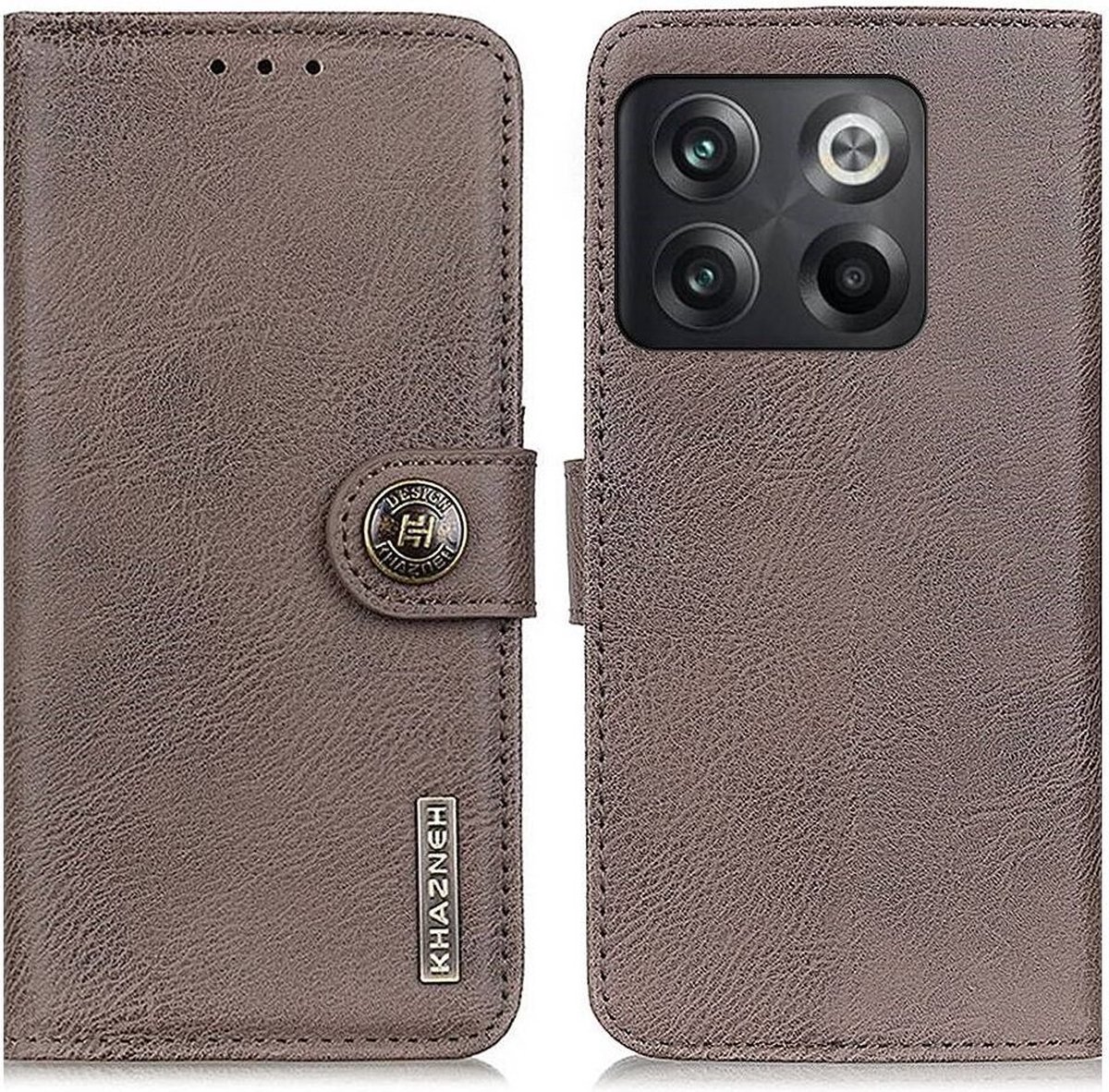 KHAZNEH OnePlus 10T Hoesje Portemonnee Book Case Khaki