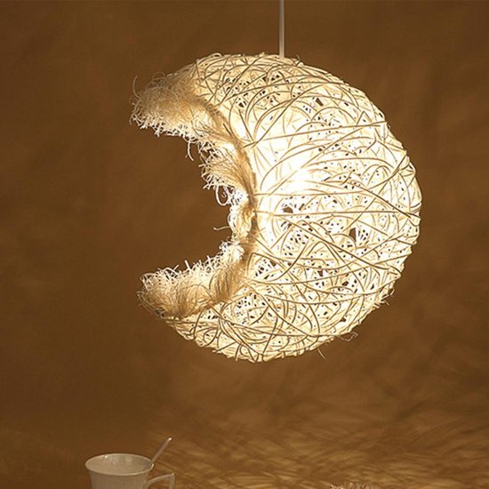 YWXLight Hanglampen-Maanvorm Bamboe Rotan met E27 Lamp (Wit) | bol.com