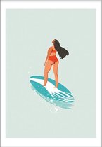Surf babe (70x100) - Wallified - Abstract - Poster - Print - Wall-Art - Woondecoratie - Kunst - Posters