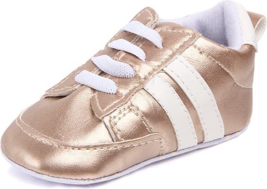 Goud/witte gympen - PVC - Maat 18 - Zachte zool - 0 tot 6 maanden | bol.com