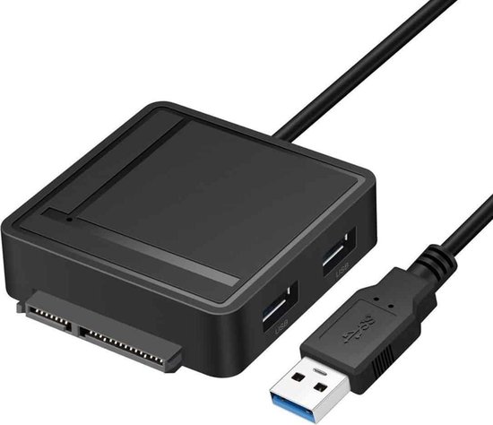 USB 3.0 naar SATA 3.0 harde schijf adapterkabel met 2 USB 3.0 & TF / SD- kaartlezer HUB... | bol.com