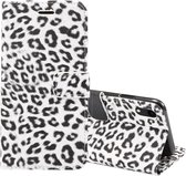 Leopard Pattern Horizontal Flip lederen tas voor iPhone XR, met houder & kaartsleuven (wit)