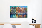 Poster Amsterdam - Olieverf - Gracht - Schilderij - Kunst - 60x40 cm