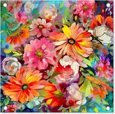 Tuinposters Bloemen - Kunst - Schilderij - Botanisch - 50x50 cm - Tuindoek - Buitenposter