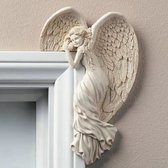 Engelen Deurkozijn Decoratie - Prachtig Kunstmatig Standbeeld - Recht Model-wit