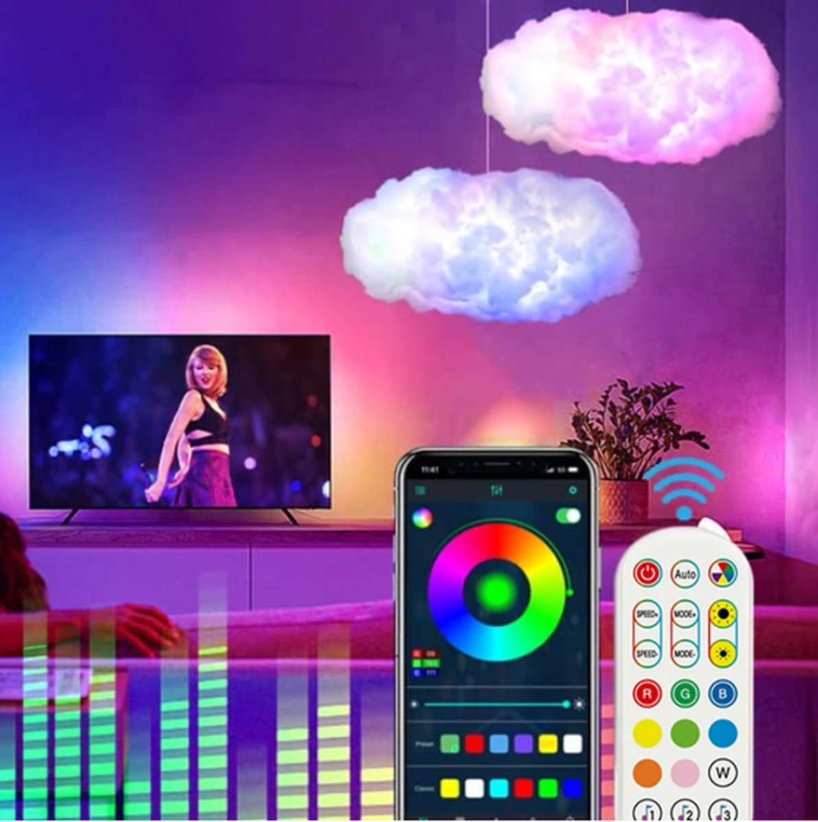 Plafonnier Nuage,32w Lampe de Plafond LED Créatif avec Dimmable