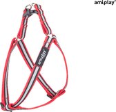 Amiplay Harnas verstelbaar Shine rood maat-M / 30-55x1,5cm