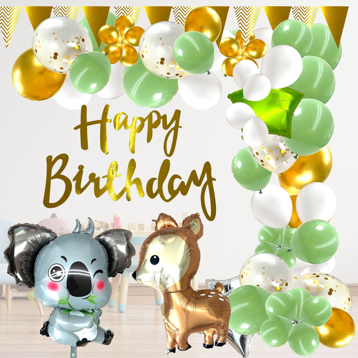 Regendeko Happy Birthday Koala Décoration d'anniversaire pour enfant  anniversaire fille Décoration ballon à confettis Ballons Décoration de fête  : : Cuisine et Maison