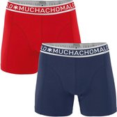Muchachomalo Solid Jongens Boxershorts - 2 pack - Grafiet blauw/Rood - 134/140