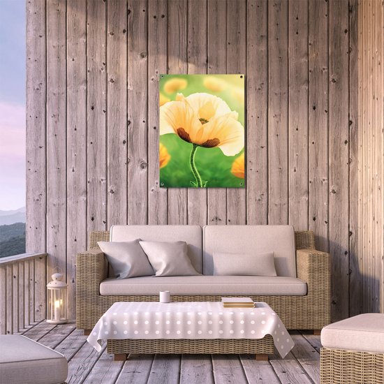 Gards Affiche de jardin Fleurs de Pavot Oranje - 60x80 cm - Toile jardin - Décoration de jardin - Décoration murale extérieur - Tableau jardin