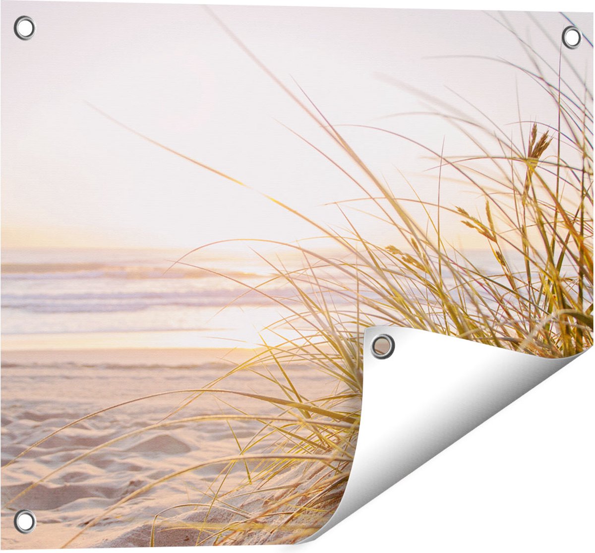 Gards Tuinposter Strand en Duinen tijdens Zonsondergang - 50x40 cm - Tuindoek - Tuindecoratie - Wanddecoratie buiten - Tuinschilderij Multikleur