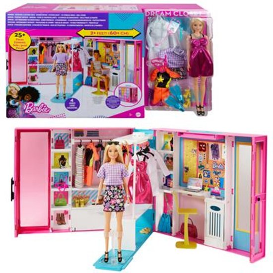 Barbie Coffret Dressing Deluxe de Barbie (60cm) avec poupée Barbie blonde,  15 Espaces de rangement, Plus de 30 tenues et accessoires Jouet Enfant, Dès  3 ans, HGX57 : : Jeux et Jouets
