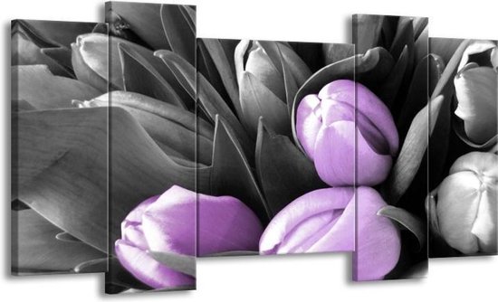 Peinture sur toile Orchidée | Violet, noir, gris | 120x65 5 Liège
