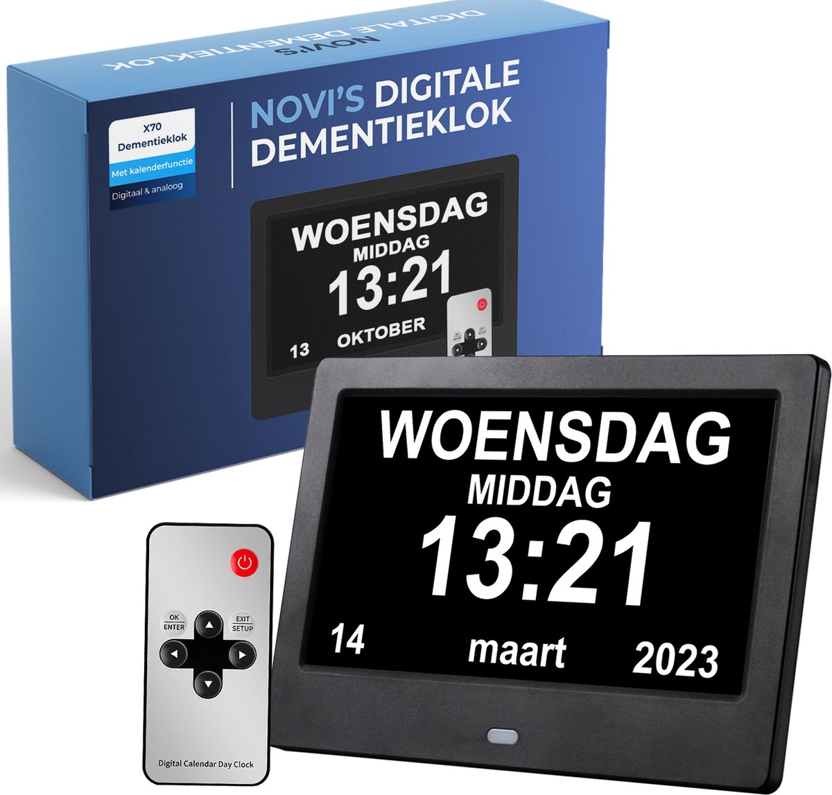 N10 8 Inch LCD Digitale Kalenderklok met Datum, Dag en Tijd, Niet