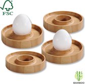FSC® Bamboe en bois - Coquetiers Ensemble de 4 pièces - Avec bord pratique pour la pose sur la coquille d' oeuf - Coquetiers 4-pièces