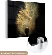 MuchoWow® Peinture sur verre 120x90 cm - Peinture sur verre acrylique - Poudre Goudor sur fond noir - Photo sur verre - Peintures