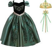Prinsessenjurk meisje - verkleedjurk - Luxe Prinsessenjurk - Het Betere Merk - maat 116/122 (120) - Verkleedkleren meisje - Carnavalskleding meisje - Toverstaf lint - Kroon - Tiara voor bij je verkleedjurk